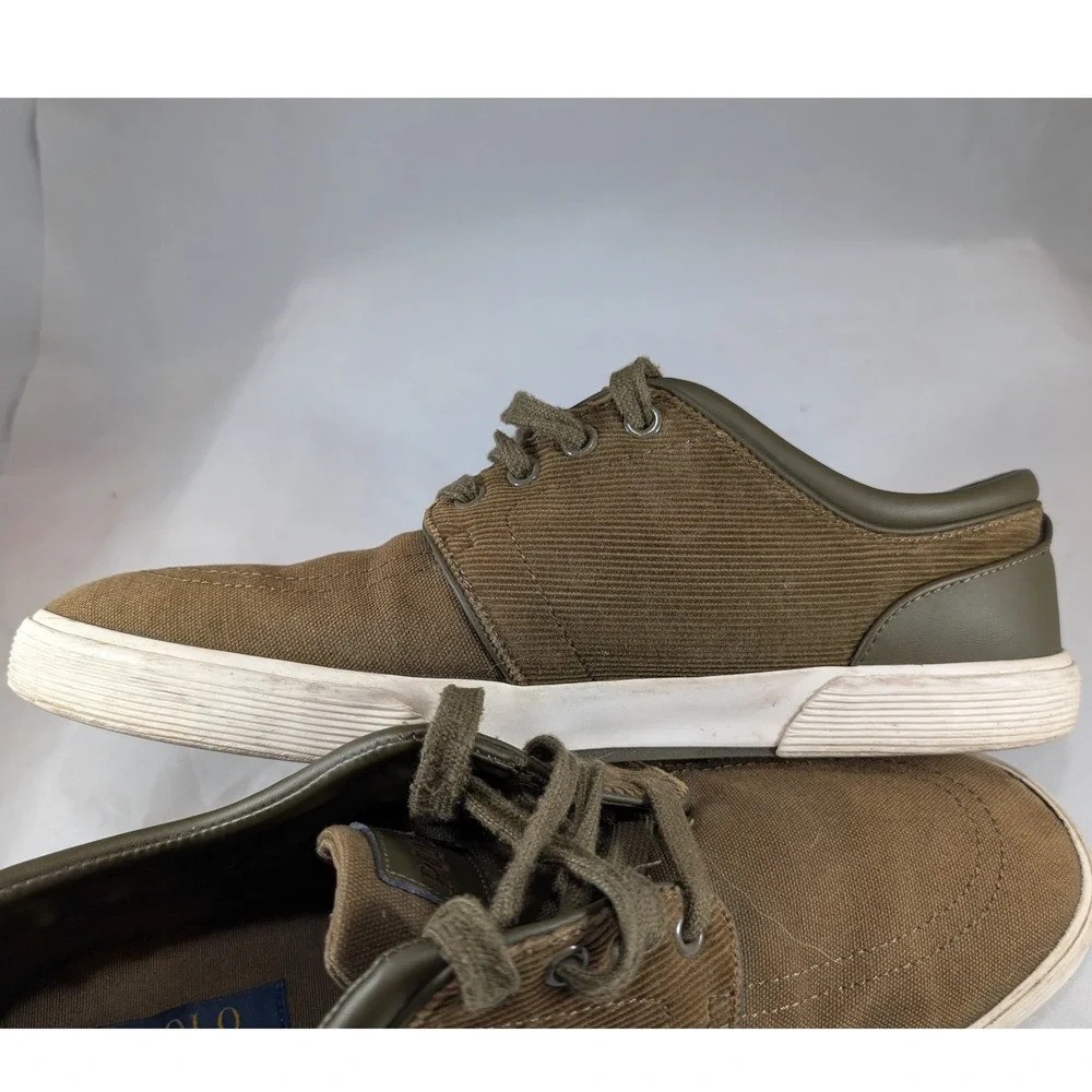 Polo Ralph Lauren Men Brown Canvas Corduroy Low Top‎ Sneakers Shoes Size 11.5D